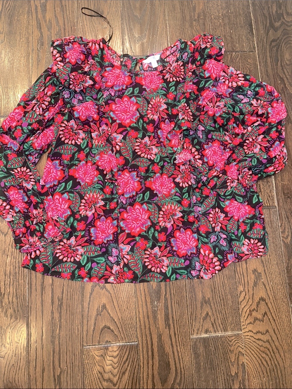 Terra & Sky color floral long sleeve top size 0X